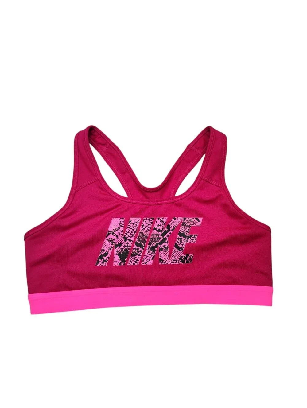 Nike Dri-FIT Pink Graphic Sports Bra – Women's Large